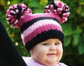 Baby Girl Clothes - Baby Knit Hat - Newborn Girl - Knitted Hat - Pom Hat - Infant Jester - y 0-48mo