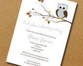 Fall Owl Baby Shower or Birthday Invitation