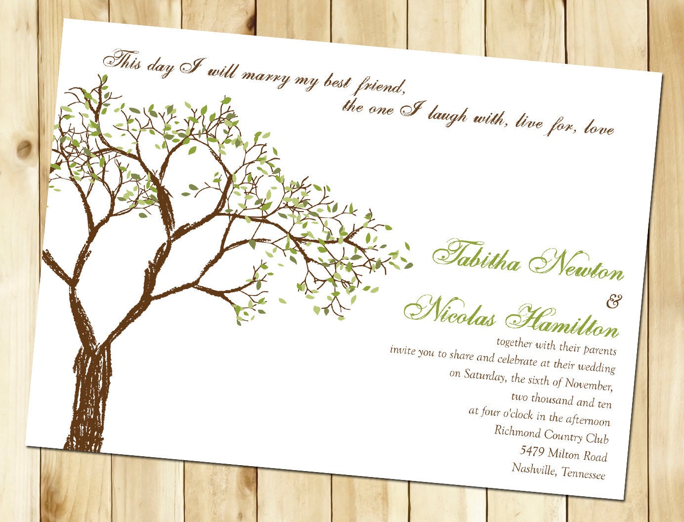 Fall Tree Wedding Invitation - Sample