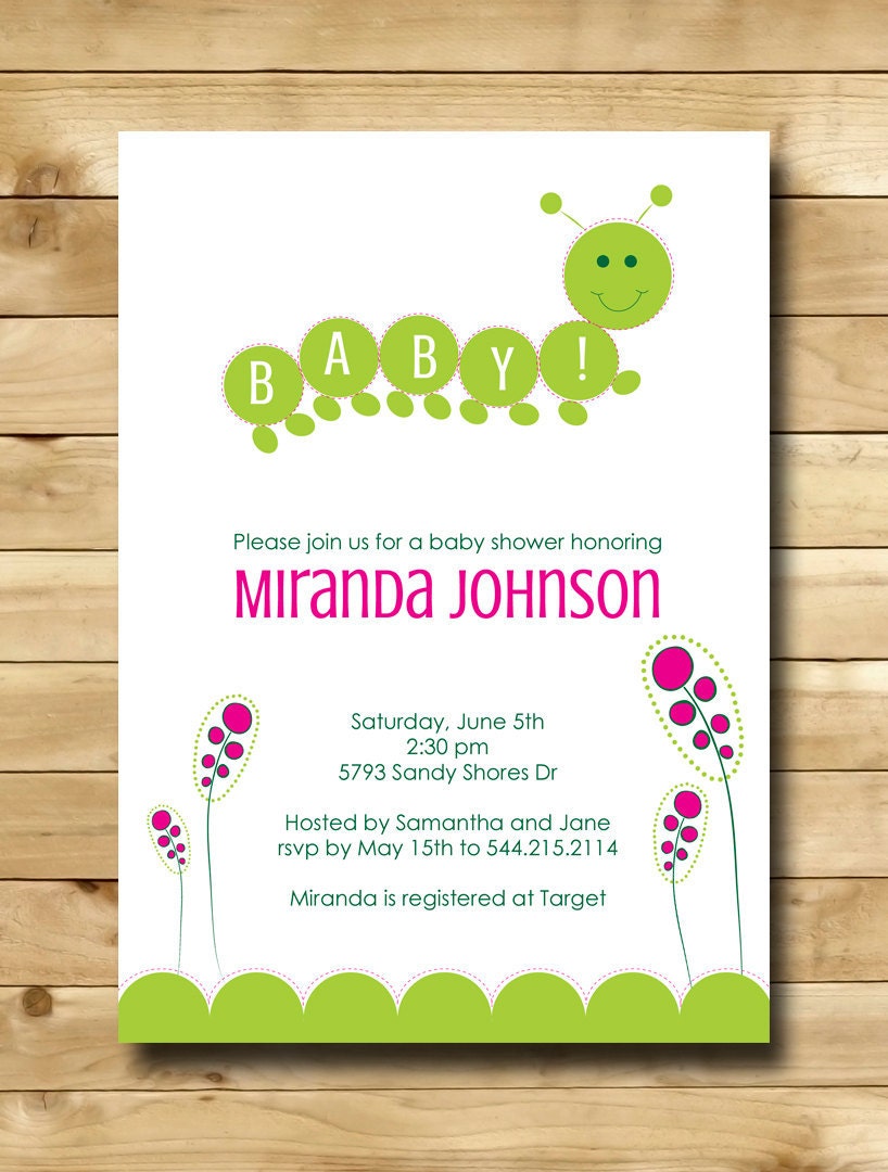 Caterpillar Invitation Girl Baby Shower or Birthday