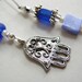 HAMSA Good Luck Book Thong - Beaded Bookmark in Blue and Silver with Pewter Charms