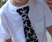 Custom Tie TSHIRT Skull and Cross Bones appliqued tie T-Shirt
