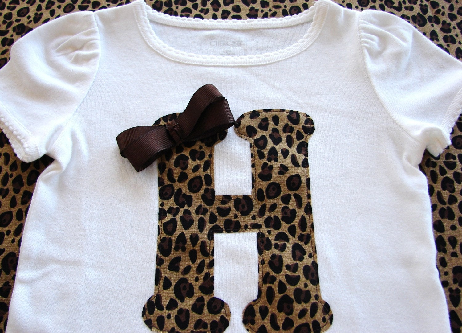Initial T-shirt or Onesie Leopard Print Personalized Initial