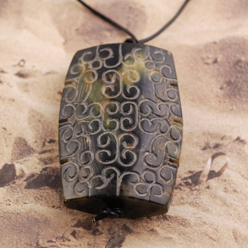 Large Carved Stone Pendant - Serpentine