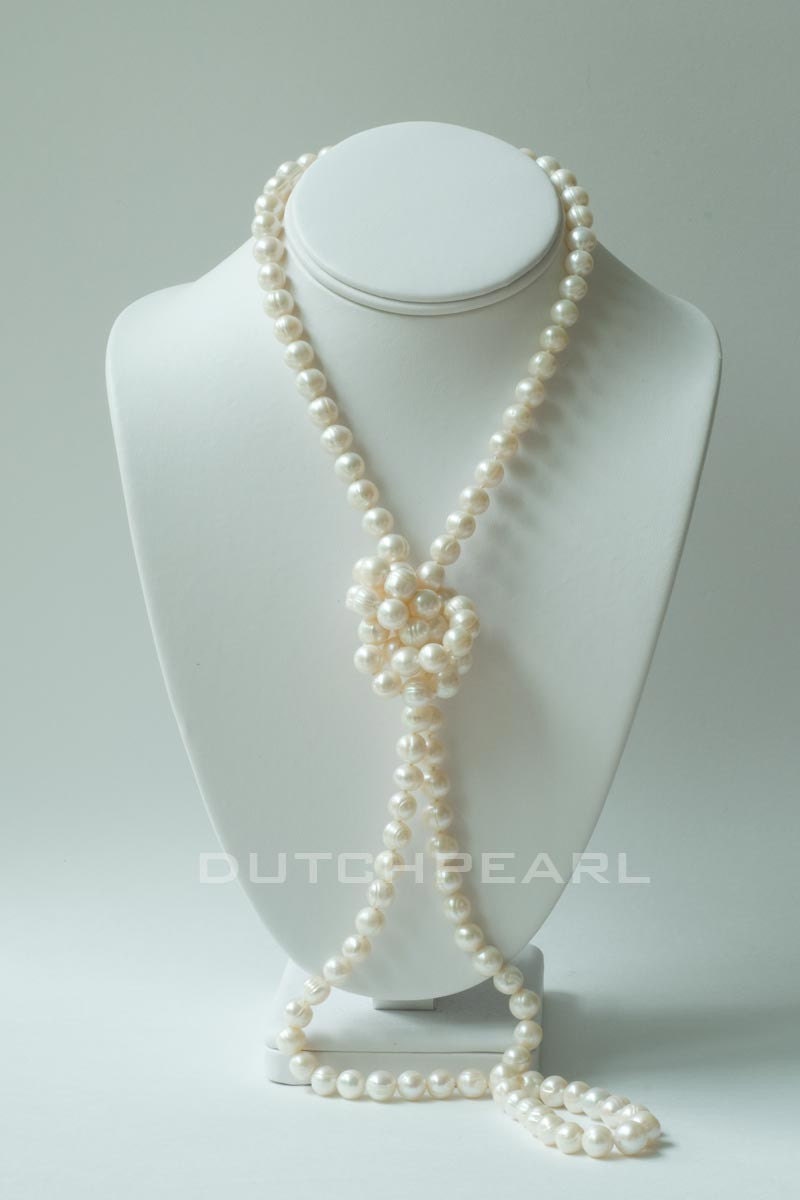 Long real pearl necklace without clasp 45 inch long by dutchpearl