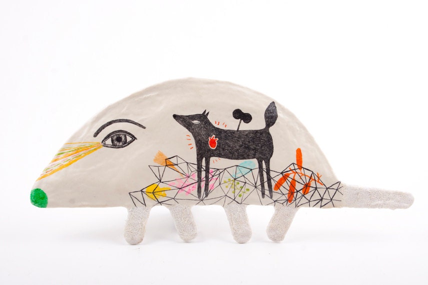 Mixed Media Clay Animal Art Object Wall Decor - You Took My Heart
