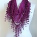 Byzantium,Dark purple,Dark orchid,Turkish Fabric Fringed Guipure Scarf ..Belt,bandana,headband,wedding,bridal,authentic, elegant, fashion