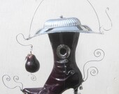 Delicious Purple Pear Purple Boot  Birdhouse