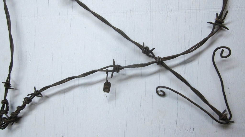Gnarly Barbs Large Rustic Barbed Wire Heart With Arrow Made to Order