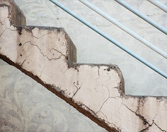 Tel Aviv Staircase - Israel Travel Photography vintage blue gray urban concrete stairs Fine Art 5x7 Photograph