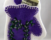 Purple and White Mitten Pocket Christmas Ornament  202