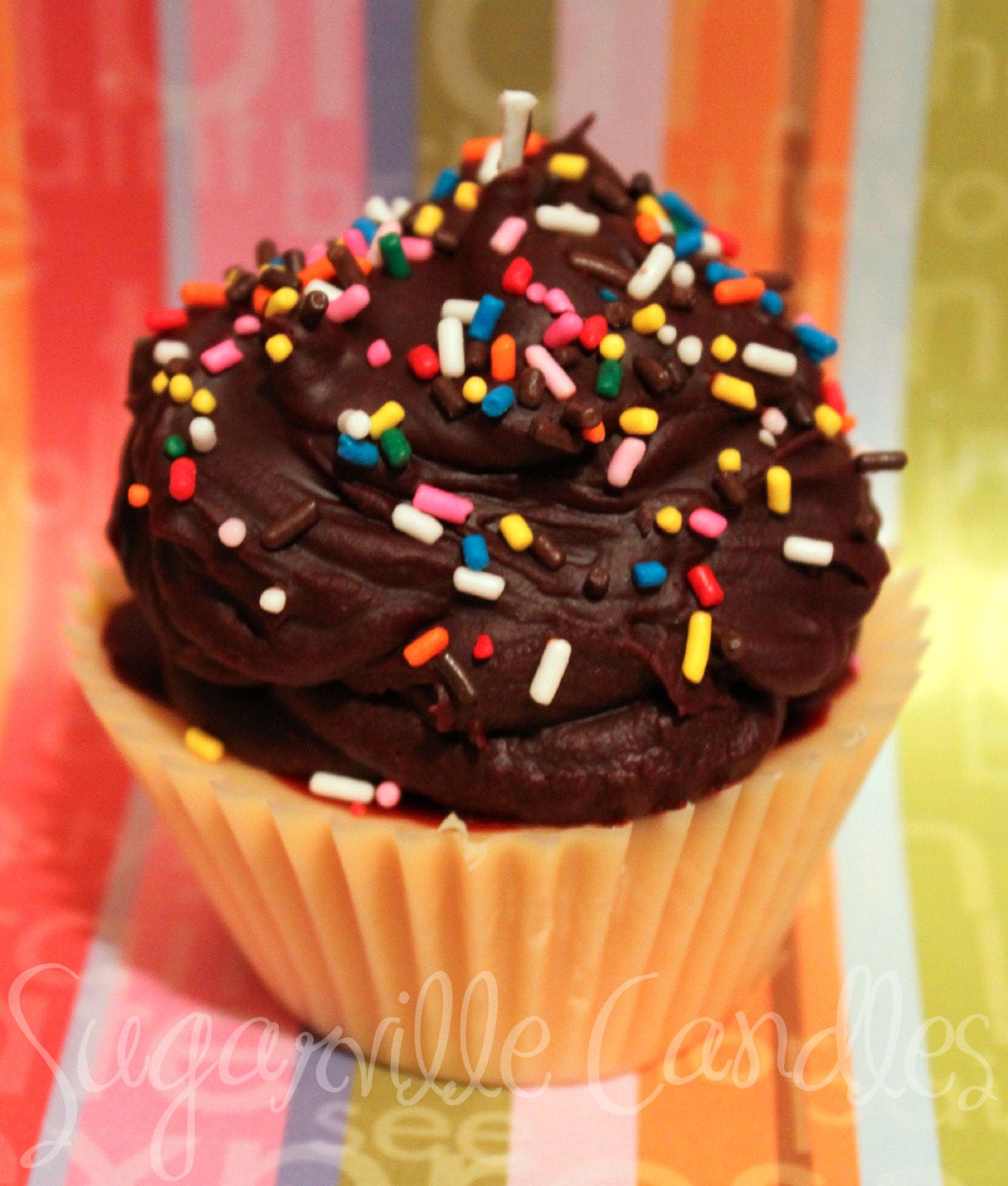 CHOCOLATE FROSTED VANILLA Cupcake- Jumbo Cupcake Candle