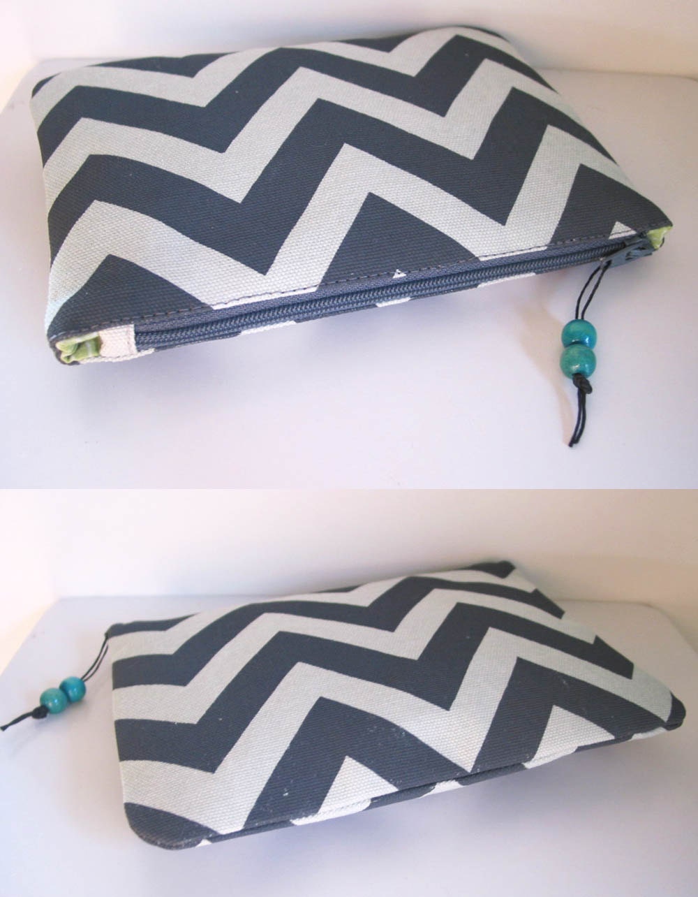 Seconds Sale Chevron Stripe Change Purse Gray on Gray Screenprinted and Recycled