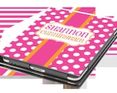 iPad or Kindle Vinyl Case - Polka Dot Personalized Monogram Tablet Book Cover