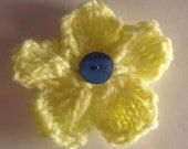 Peggy Yellow Flower Brooch With Blue Button