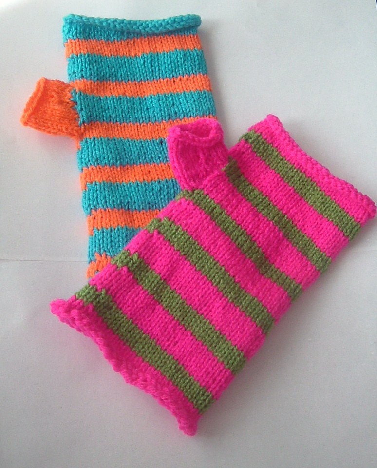 Bright  Mismatching Fingerless Gloves Armwarmers - You Choose the Colours - Made to Order