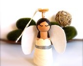 Large Christmas Angel Ornament Wooden Peg Doll 3.5" Christmas Angel Tree Ornament Wood Peg Doll Nativity Cute Whimsical