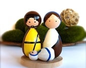 Nativity Set Mary Joseph and Baby Jesus Wooden Kokeshi Dolls Nativity set of 3 Christmas Decor Ornament Set Toys Catholic Christian