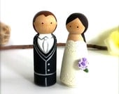 CAKE TOPPERS Custom Wedding Cake Topper Peg Doll Cake Topper Wedding Couple Bride and Groom Wedding Cake Toppers Wooden Wedding Cake Topper