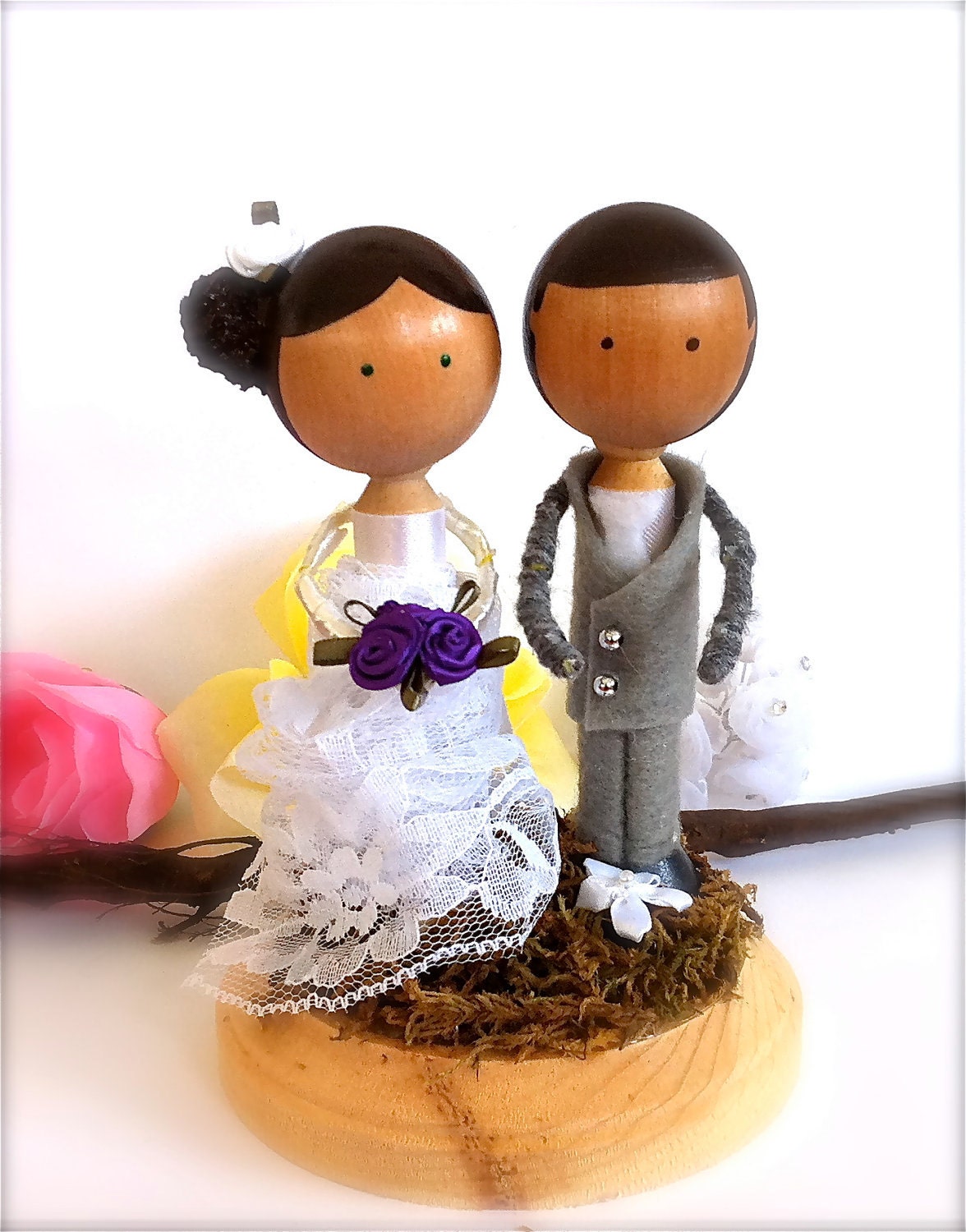 etsy bride and groom cake topper