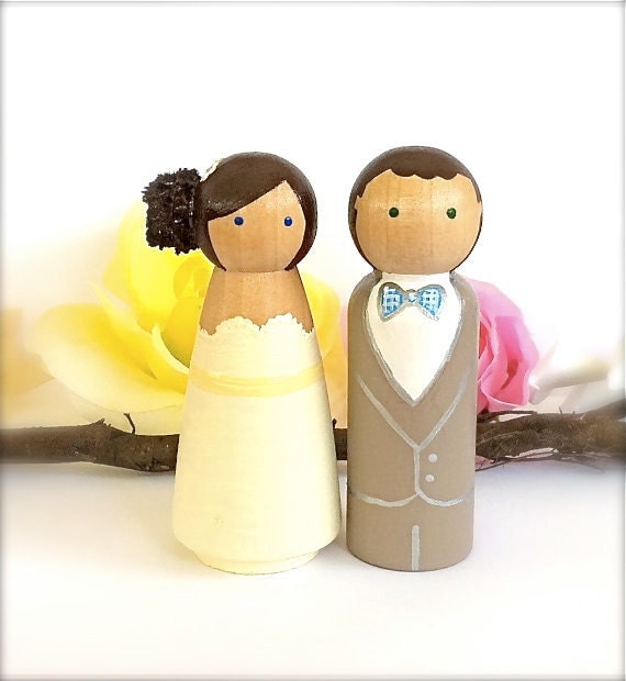 Cute WEDDING CAKE TOPPER Custom Cake Topper Peg Dolls Large Bride and Groom Wedding Cake Toppers Cake Topper Wedding Decoration Just Married