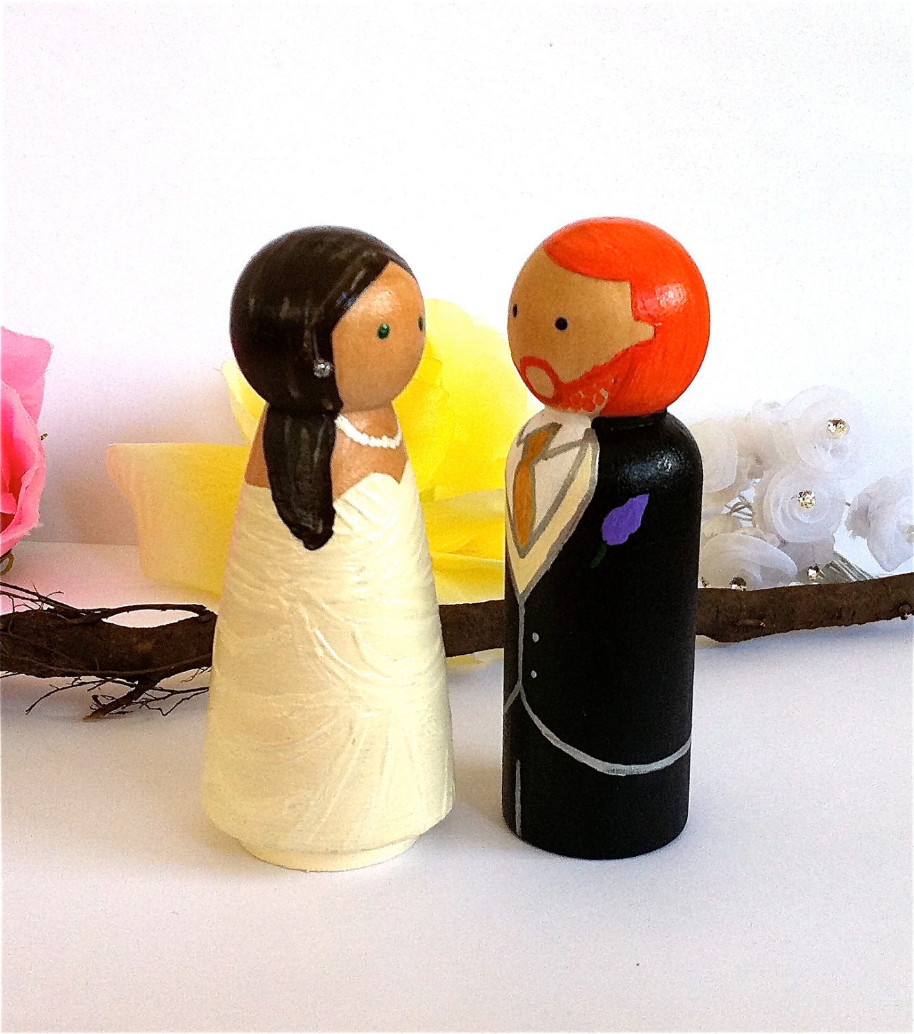 Cute WEDDING CAKE TOPPER Custom Cake Topper Peg Dolls Large Bride and Groom Wedding Cake Toppers Cake Topper Wedding Decoration Just Married