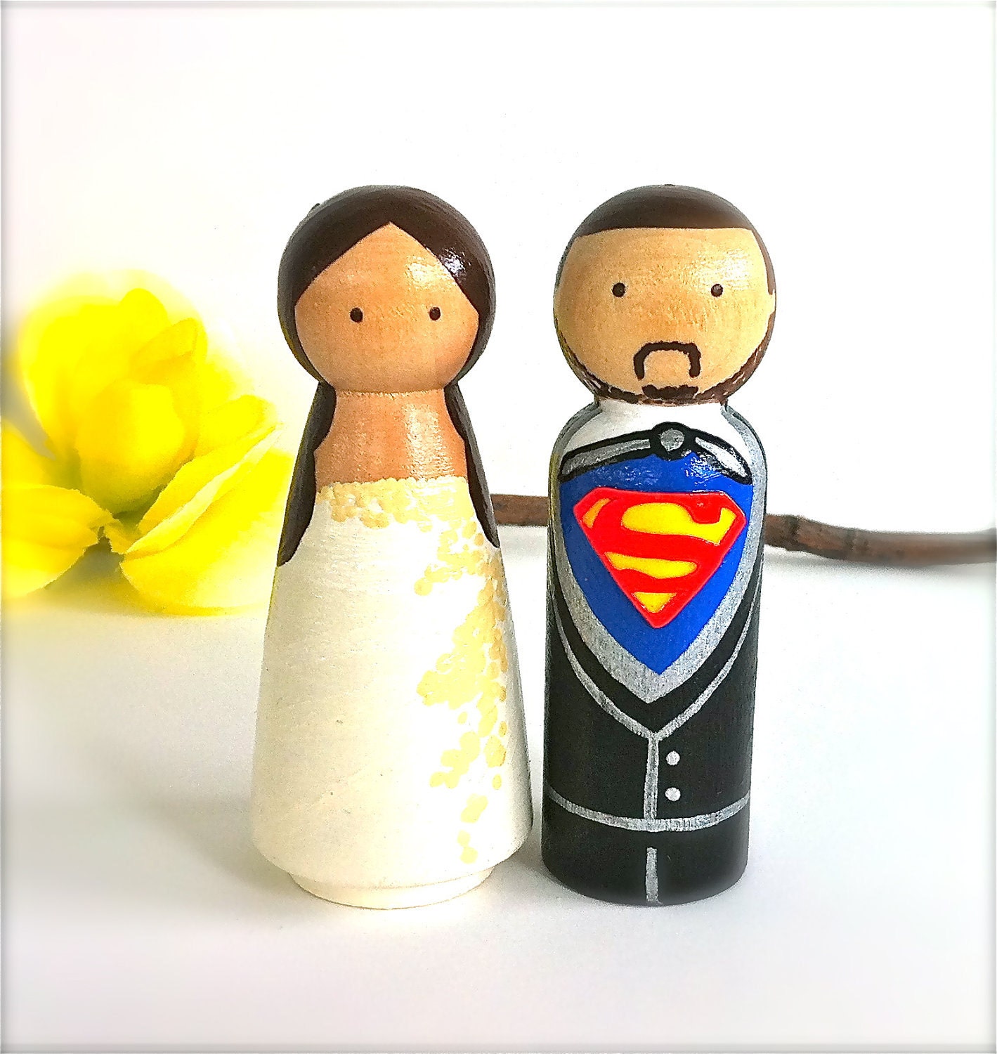 Clark Kent and Lois Lane SUPERMAN Wedding Cake Topper Superman Cake Topper  Superman Topper Superman Wedding Cake Toppers Peg Doll Cute