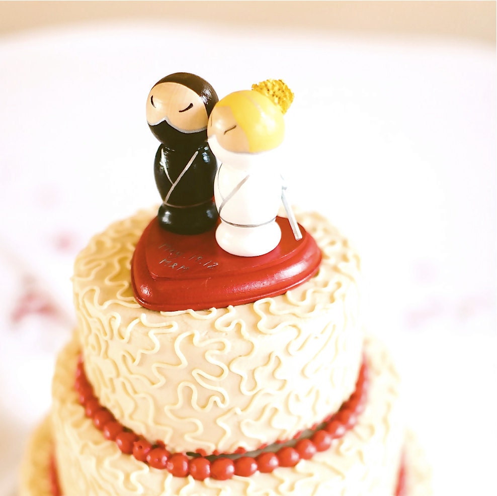 NINJA Wedding Cake Toppers 3D Ninja Cake Toppers Kokeshi Doll Personalized Semi Custom Wooden Wedding Cake Toppers Japanese Kokeshi Dolls
