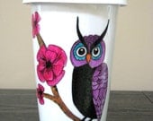 Painted Travel Coffee Mug- Modern Owl, Eco-Friendly