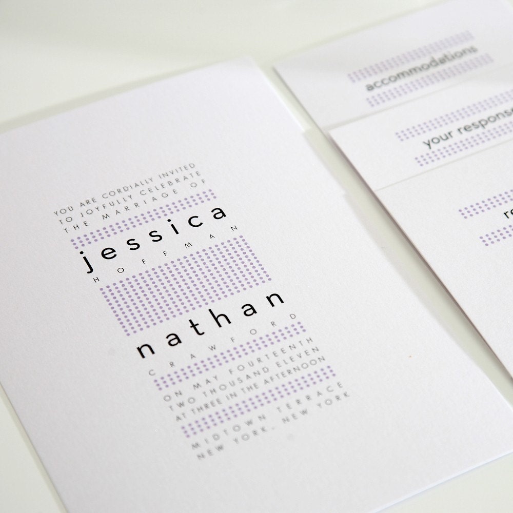Modern Wedding Invitation - Dots, Polka Dots, Invitation - Modern, Mod, Minimalist, Simple - Purple, Light Purple - Deposit to Get Started