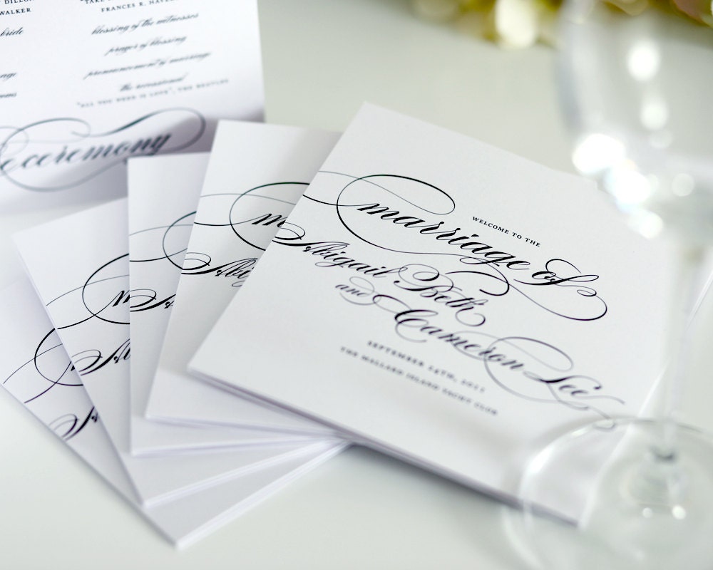 Tri Fold Wedding Ceremony Programs, Elegant Script Marriage Design, Purchase this Deposit to Get Started