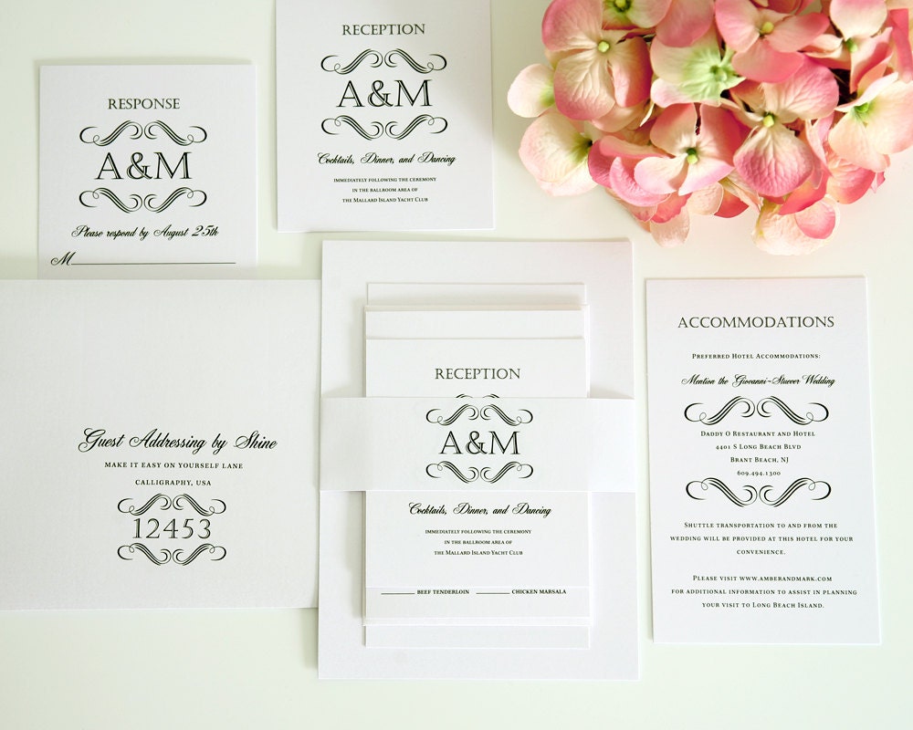 Wedding Invitation Suite - Classic, Traditional, Romantic, Vintage - Estate Monogram Invitation Sample