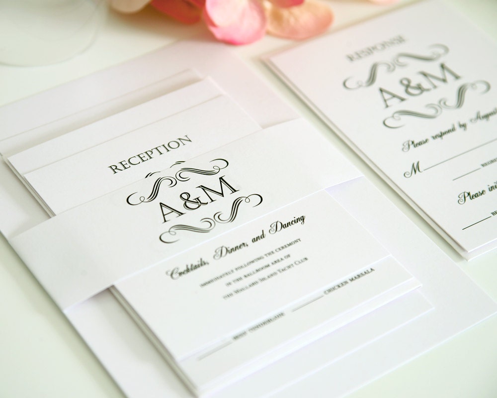 Classy Wedding Invitation Suite for a Traditional, Romantic, Vintage Wedding - Estate Monogram Wedding Invite Sample