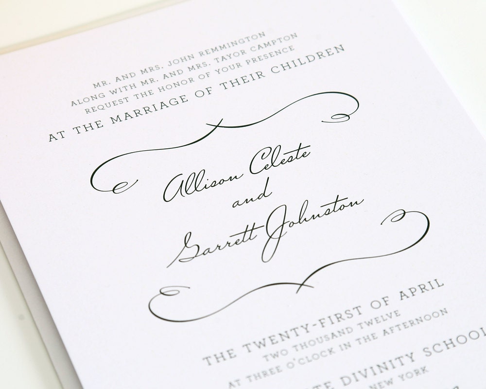 Wedding Invitation - Woodlands Chic - White Wedding, Romantic, Soft, Vintage Invitation - Sample Set