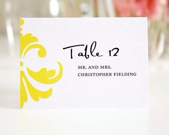 Tented Place Cards or Seating Cards for your Wedding, Damask Accent Design Deposit