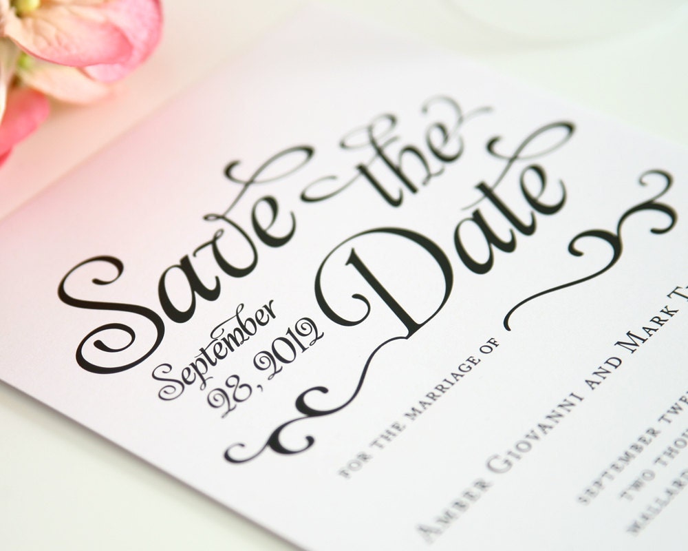 Classic Save the Date Card in Black and White - Alluring Script Design Sample