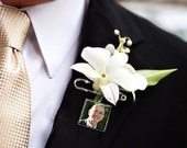 Groom Boutonniere Lapel Pin Custom Photo Memorial Wedding Keepsake