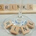 Scrabble Tile Wine Charms set of 4, drink charms
