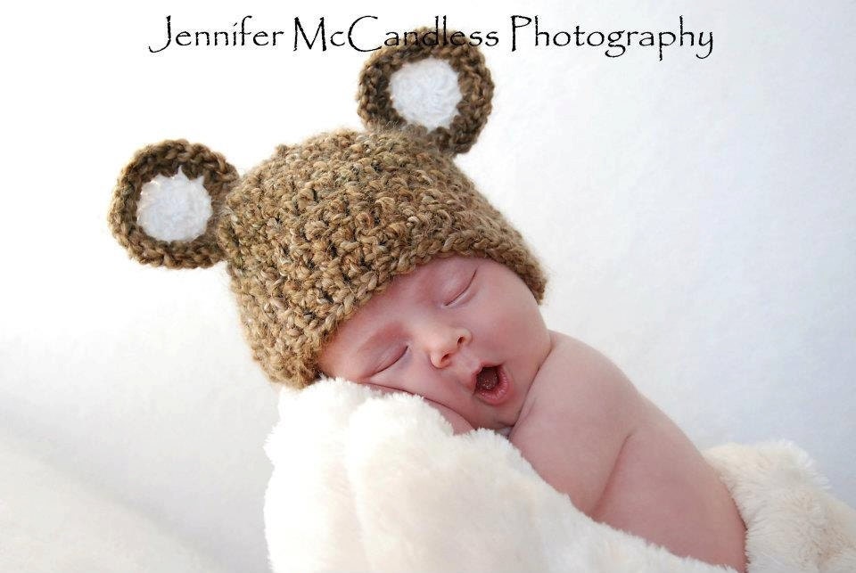 Crochet Baby Teddy Bear Beanie, Custom Made to Order Hat, Handmade 6-9, 9-12 Months, Toddler Photo Photography Prop Shower Gift winter Cap