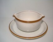 Vintage 70s Mikasa Natural Beauty Gravy Boat and Drip Plate/Saucer 2 Piece Set