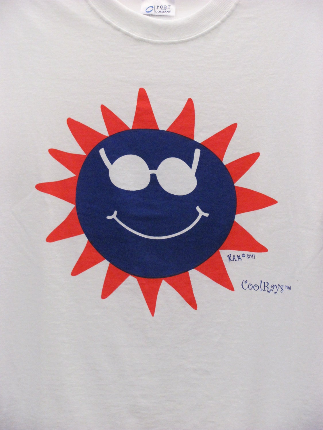 CoolRays Red, White, and Blue Sun, Short Sleeve Gildan Ultra Cotton 6.1-oz. Tee Shirt, Adult S M L XL and 2XL