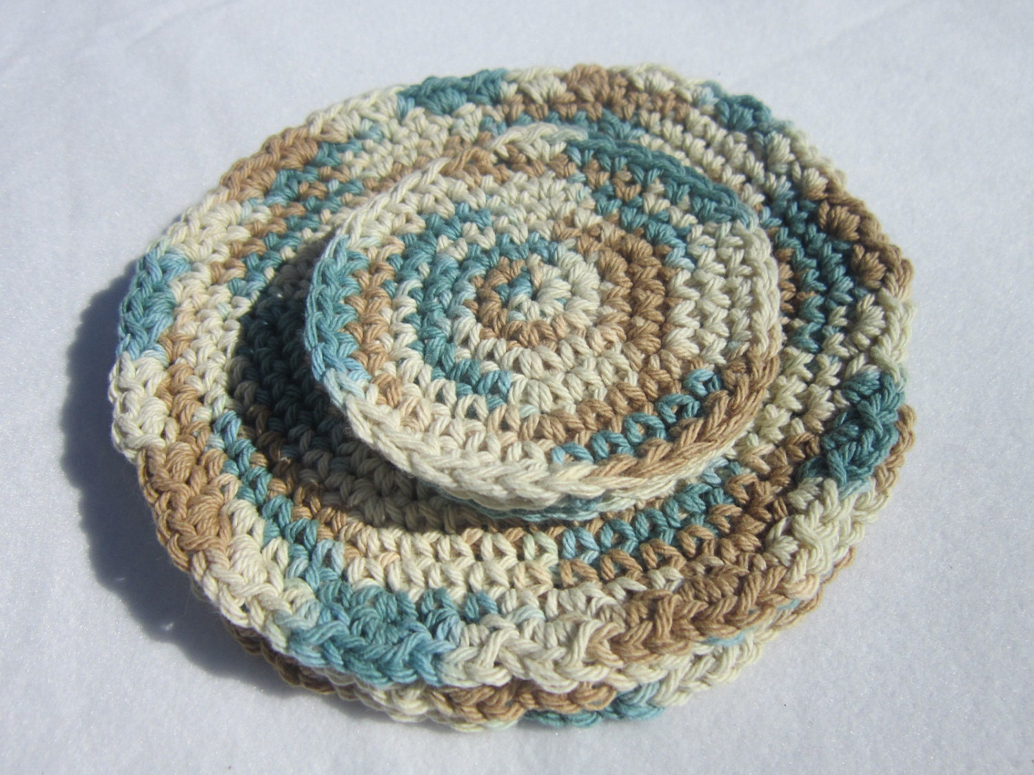 Handmade Crocheted Bath Set of Cotton Washcloths and Facial Cloths