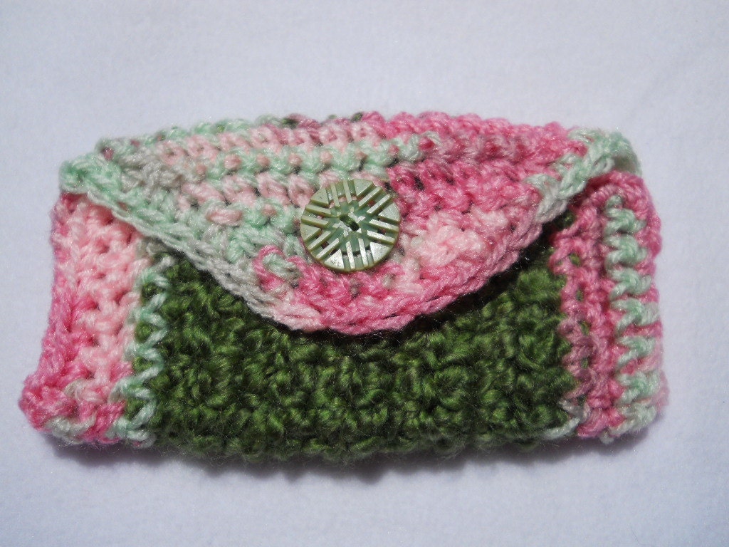 Purse Pouch - On Clearance - Green and Pink