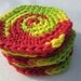 Cotton Facial Cloths or Make Up Removers Facial Scrubbies in Yellow Green and Red