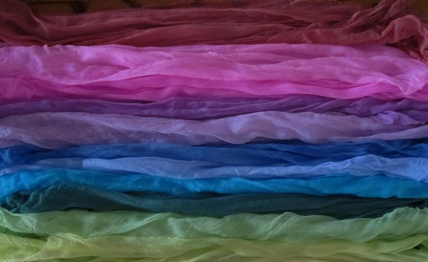 Extra Long Vibrant and Beautiful You Choose Hand Dyed Silk Gauze Scarves for Nuno