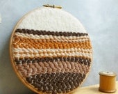 Embroidery Hoop Wall Decor - Upcycled Wool with Abstract Brown Hues - Inspired by Soil and Sediment
