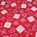 Cotton Fabric - Red Heart Bandana Valentines Day Print - 1 3/4 yds x 42 in wide