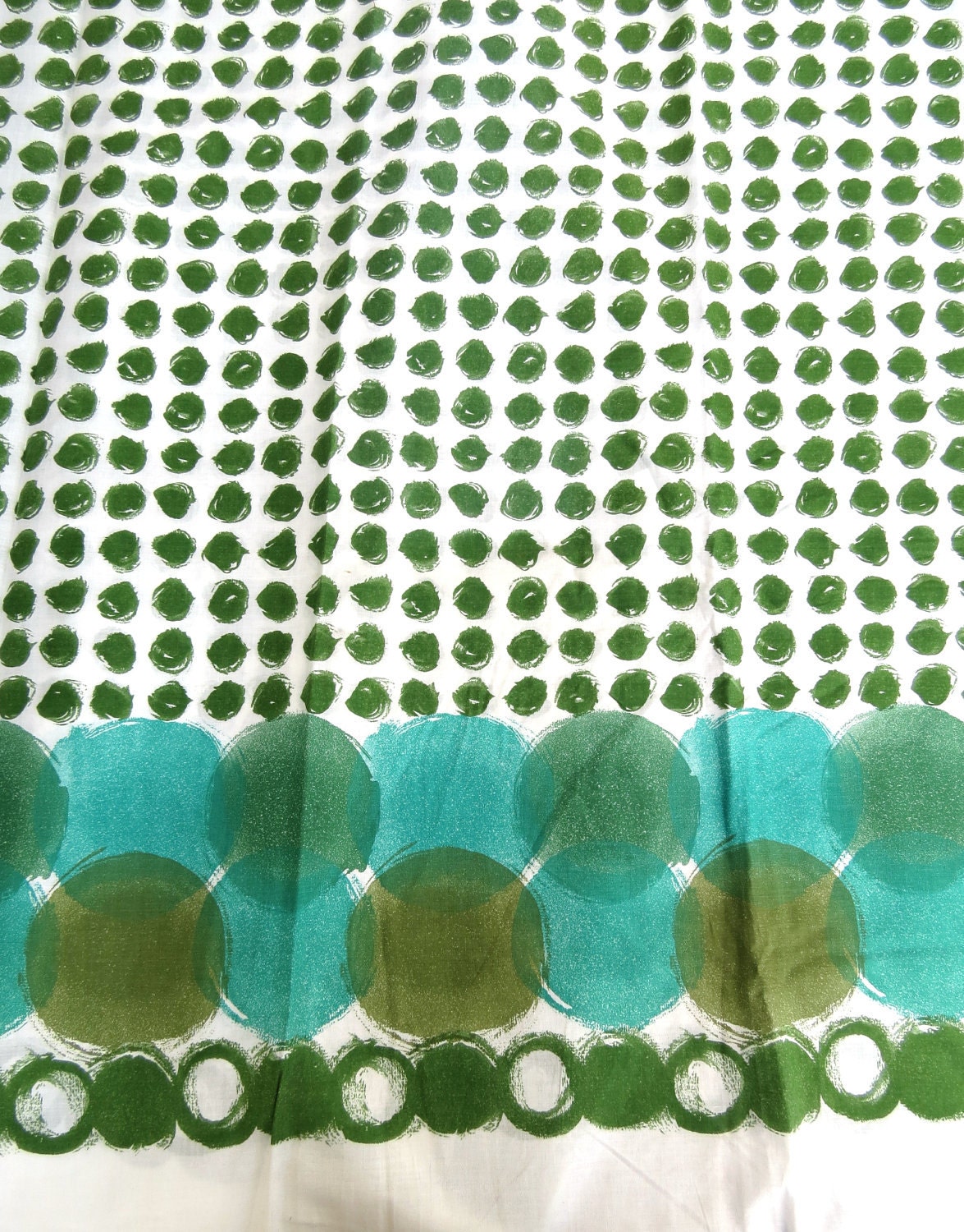 1960s Midcentury Vintage Fabric Yardage - Green Dot Print by Robarre Fabrics, Inc - 7 yds, 32" x 37" wide