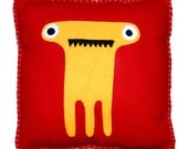 Yellow & Red Felt Monster Pillow