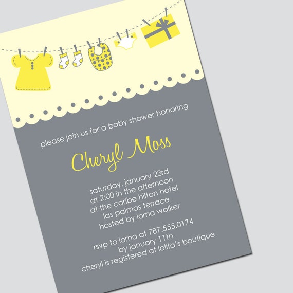 Editable Baby Shower Invitation - Yellow and Gray - Printable File by ...